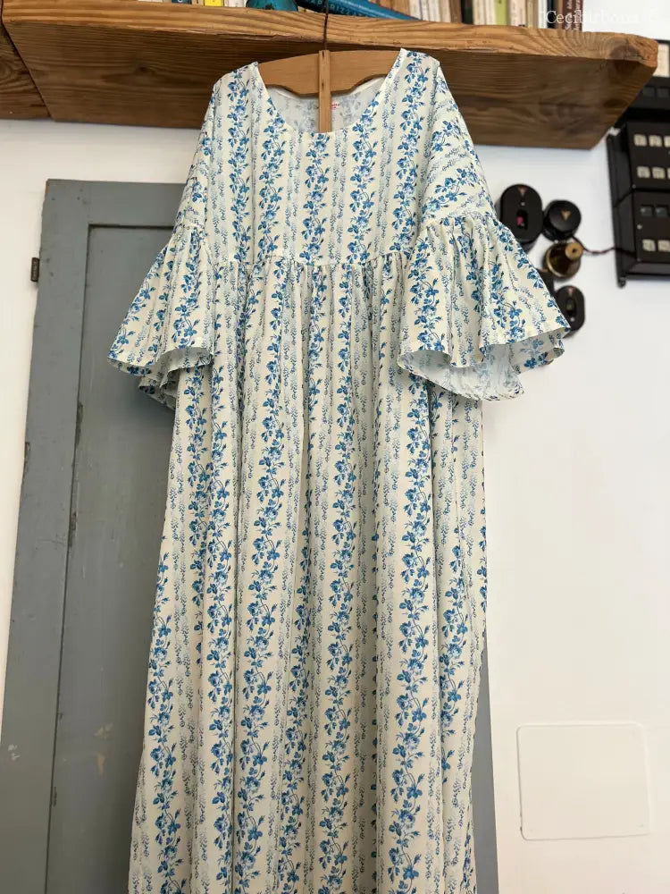 Abito in cotone a fiori blu (Ref. 181) abito donna