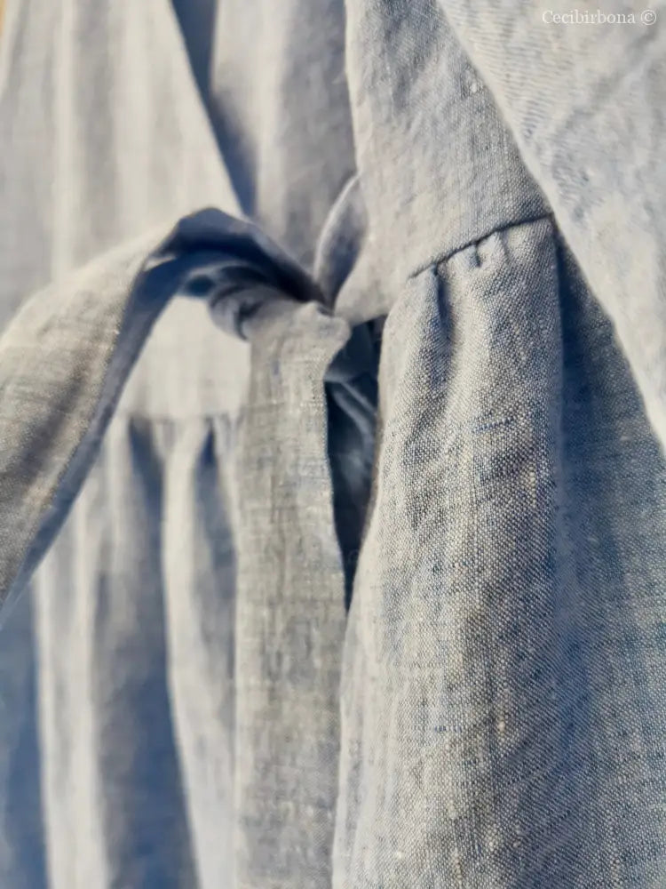 Abito incrociato in lino celeste (Ref. 310) abito donna