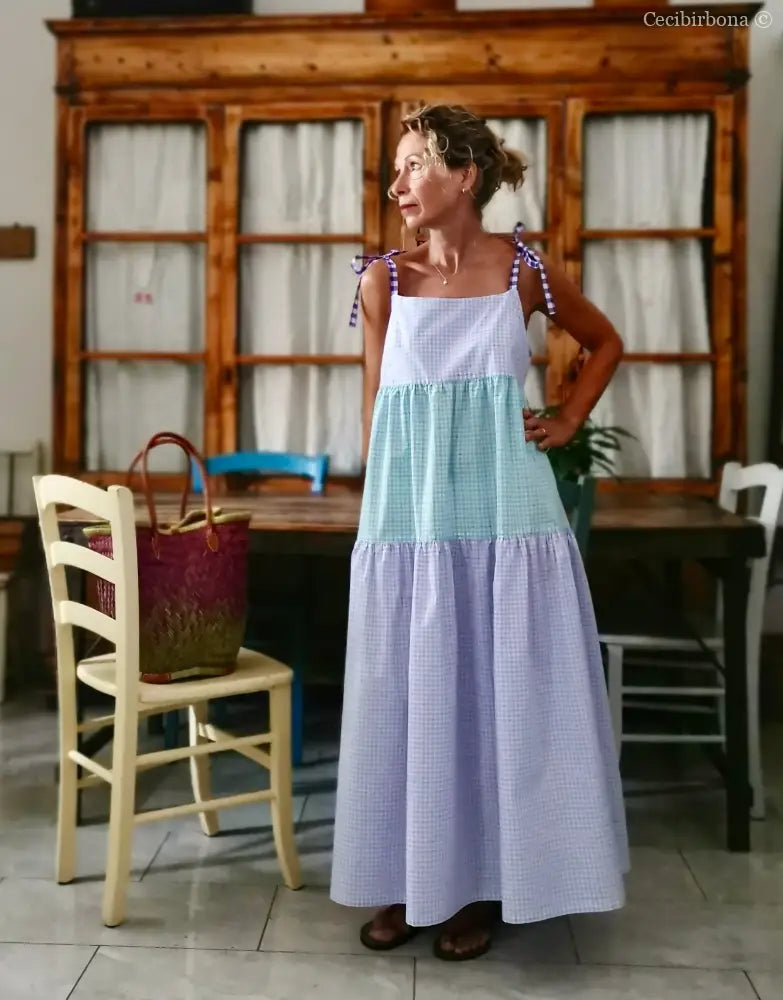 Abito prendisole in cotone a balze colorate (Ref. 411) abito donna