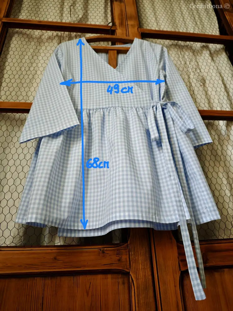 Camicia a quadrettini celesti incrociata (Ref. 186) Small camicia donna