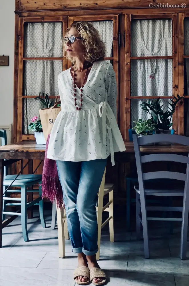 Camicia incrociata in sangallo di cotone (Ref. 302) Small abbigliamento