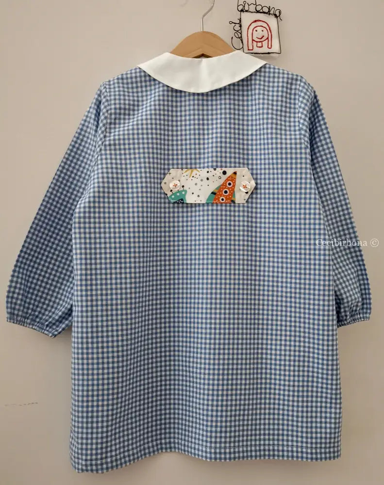 Disponibile in preordine Il grembiulino azzurro con le navicelle spaziali per bimbo grembiule asilo bimbo