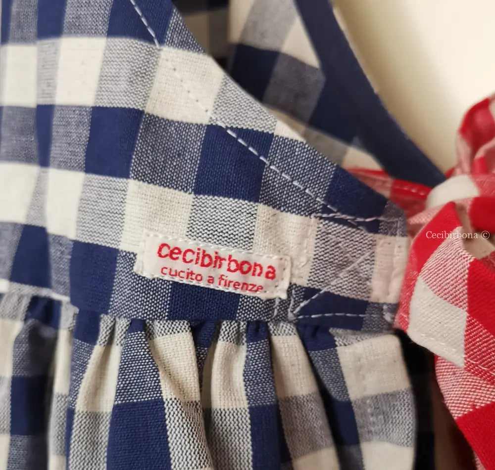 Grembiule da cucina in cotone a quadri blu e rossi per donna (Rif. 54) grembiule donna tessuti moderni