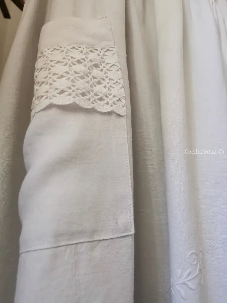 Grembiule da cucina in lino con pizzo e monogramma OA (Ref. 130) grembiule donna tessuti antichi