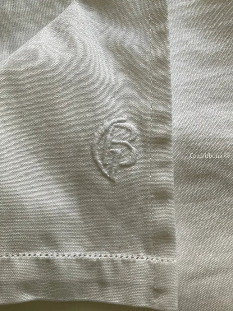 Grembiule impero in cotone vintage con tasche ricamate a margherite (Ref. 178) grembiule donna tessuti antichi