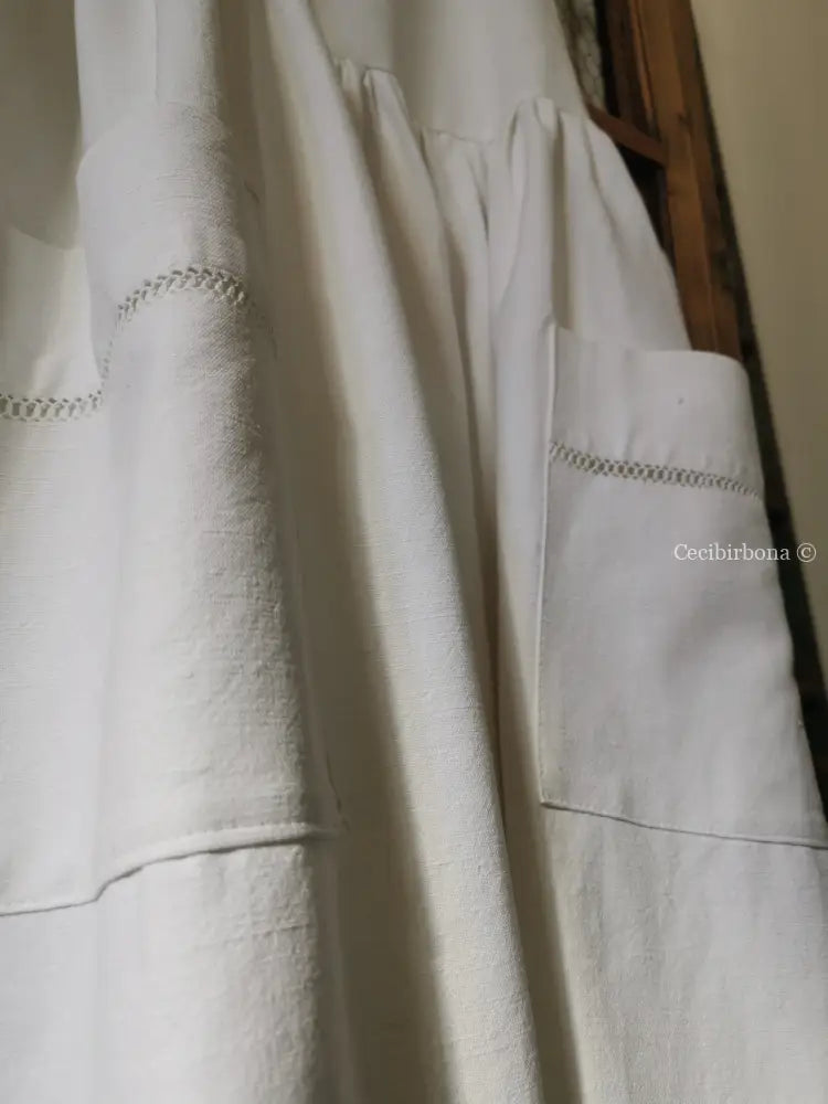 Grembiule in cotone antico con monogramma GR e sfilatura (Ref. 136) grembiule donna tessuti antichi