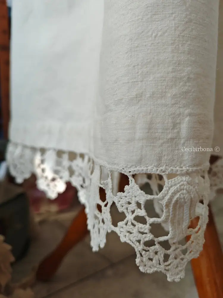Grembiule in cotone con bordo all’uncinetto (Ref.220) grembiule donna in tessuto antico