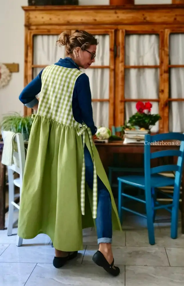Grembiule in cotone patchwork verde kiwi (Ref. 450) grembiule donna tessuti moderni