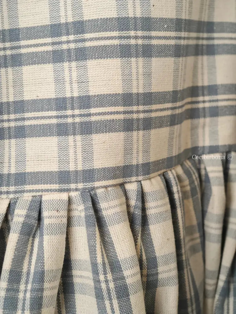 Grembiule in cotone tartan celeste e panna (Ref. 311) grembiule donna tessuti moderni