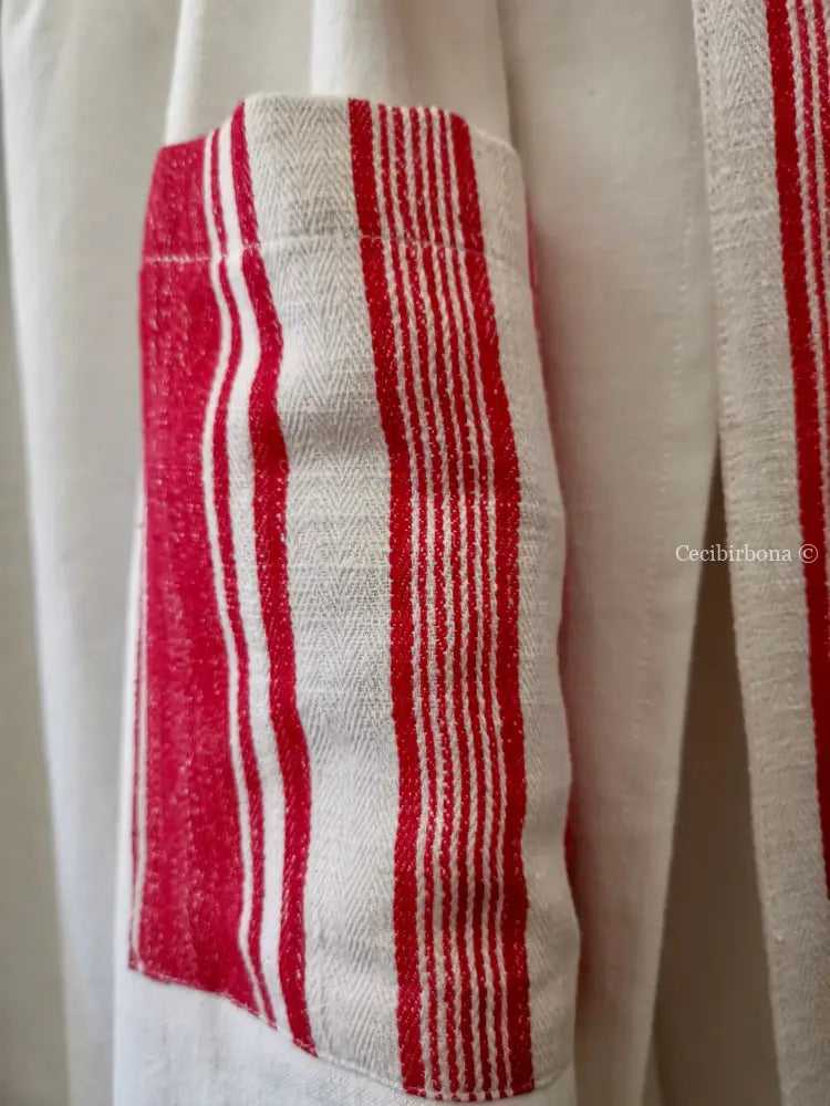 Grembiule in cotone vintage con dettagli in tessuto da materassi grembiule donna antico