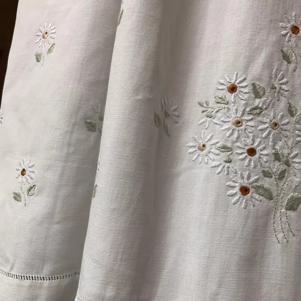 Grembiule in cotone vintage con le margherite (Rif. 156) grembiule donna in tessuto antico