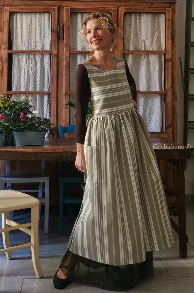 Grembiule in cotone vintage da materassi (Ref. 142) grembiule donna tessuti antichi