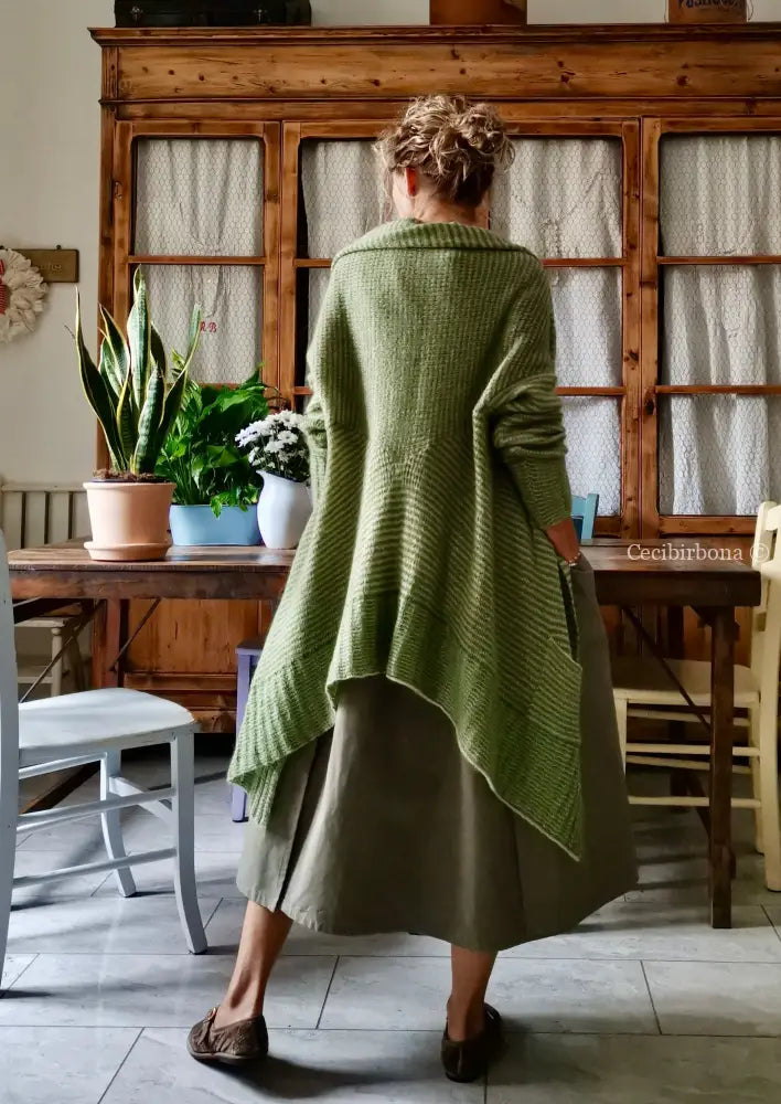 Grembiule in cotone vintage verde oliva (Ref. 452) grembiule donna tessuti moderni