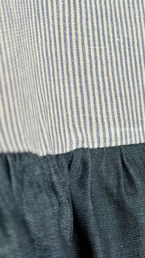 Grembiule in denim e lino a righe blu lurex (Ref. 511) - grembiule donna tessuti moderni