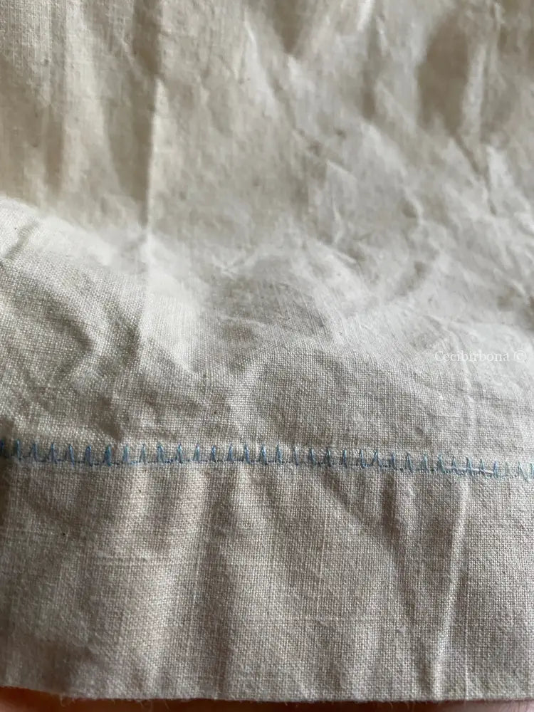 Grembiule in ghinea con monogramma celeste TM (Ref. 18) grembiule donna antico