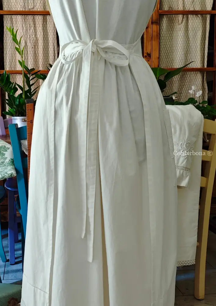 Grembiule lungo da cucina con pizzo e monogramma NCA (Ref. 201) grembiule donna tessuti antichi