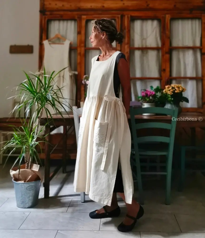 Grembiule patchwork di tessuti antichi con pizzo (Ref. 433) grembiule donna tessuti antichi