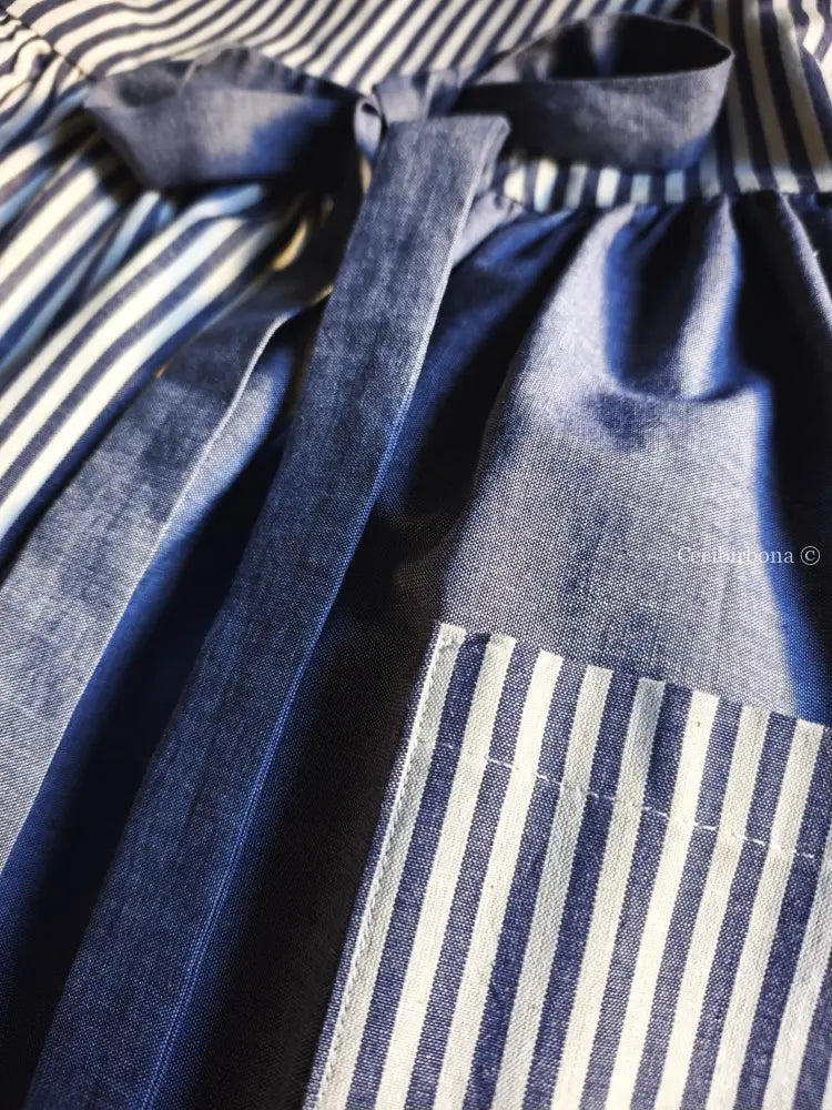 Grembiule patchwork in cotone blu/righe (Ref. 440) grembiule donna tessuti moderni