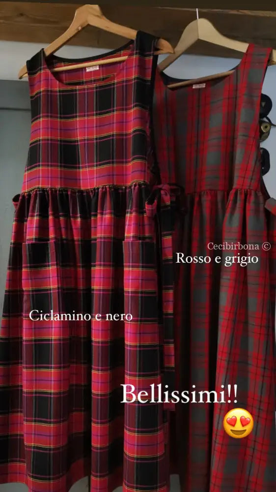 Grembiule per donna in tartan rosso e grigio (Ref. 41) grembiule donna tessuti moderni