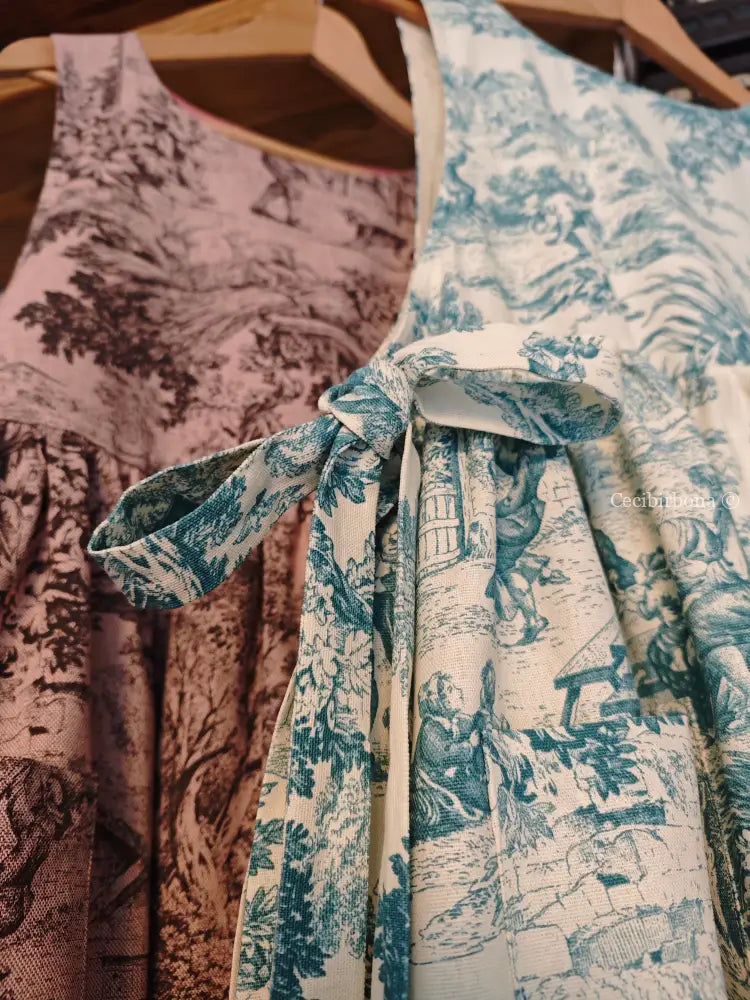 Grembiule rosa in toile de Jouy (Ref. 334) grembiule donna tessuti moderni