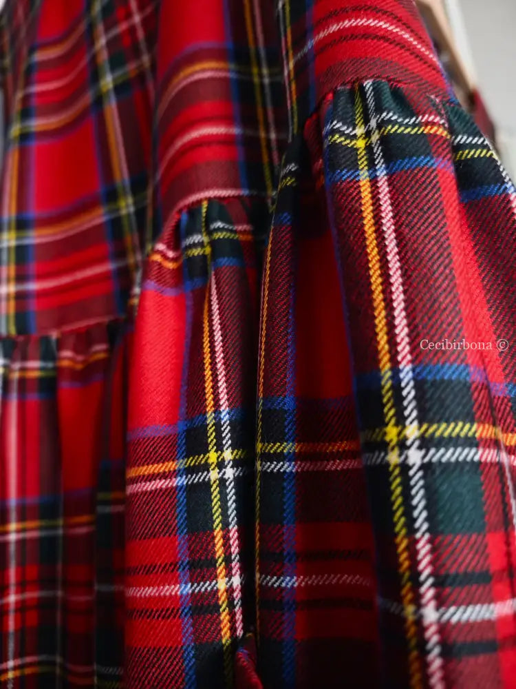 Grembiule tartan in pura lana rossa (Ref. 424) grembiule donna tessuti moderni