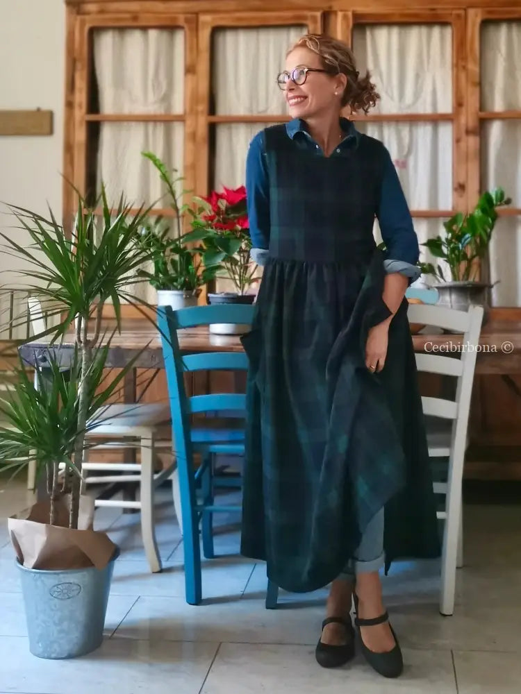 Grembiule tartan verde e blu (Ref. 360) grembiule donna tessuti moderni