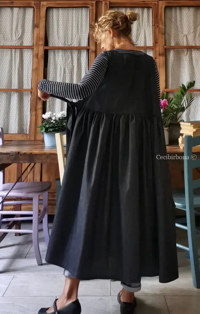 Il grembiule da cucina in chambray blu (Ref. 63) grembiule donna tessuti moderni