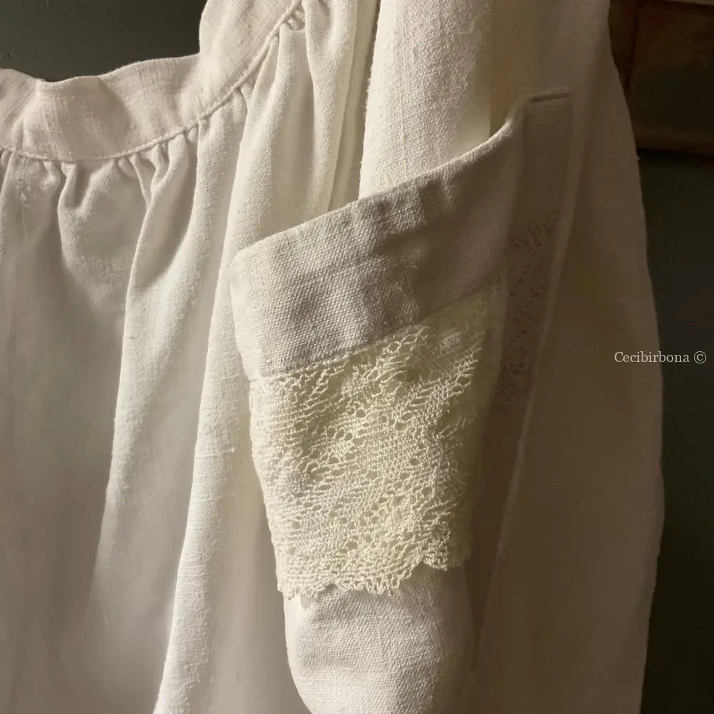 Mezzo grembiule lungo in lino antico (Ref. 145) grembiule donna in tessuto antico