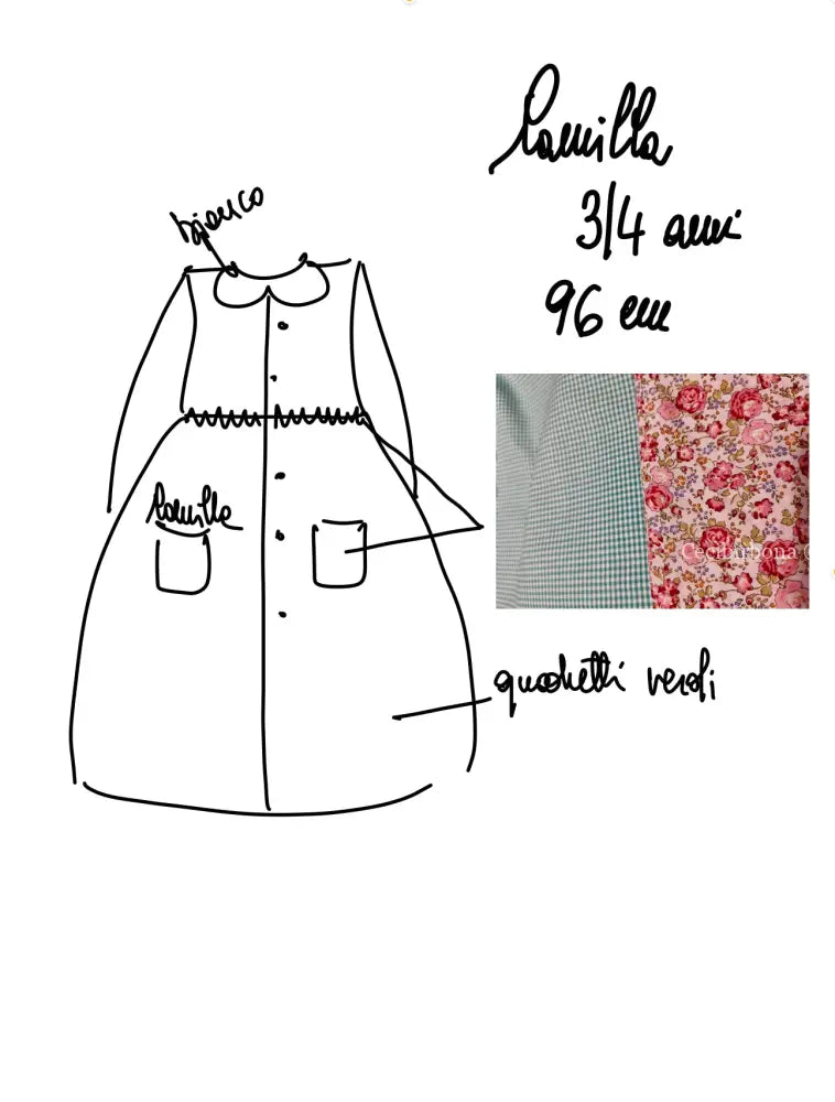 Riservato per Camilla - grembiulino quadrettini verdi 3/4 grembiule asilo bimba