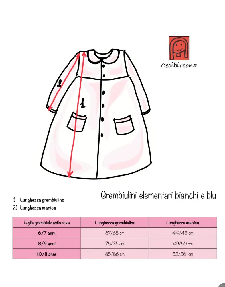 Riservato per Carol grembiule in cotone blu per scuola primaria - grembiule elementari per bimba grembiule scuola bimba