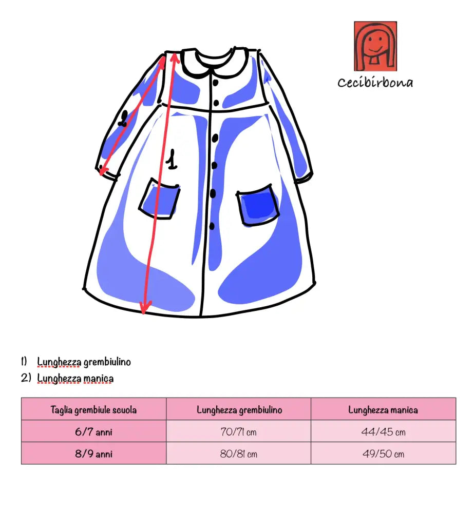Riservato per Giada Grembiule con i tulipani azzurri grembiule scuola bimba
