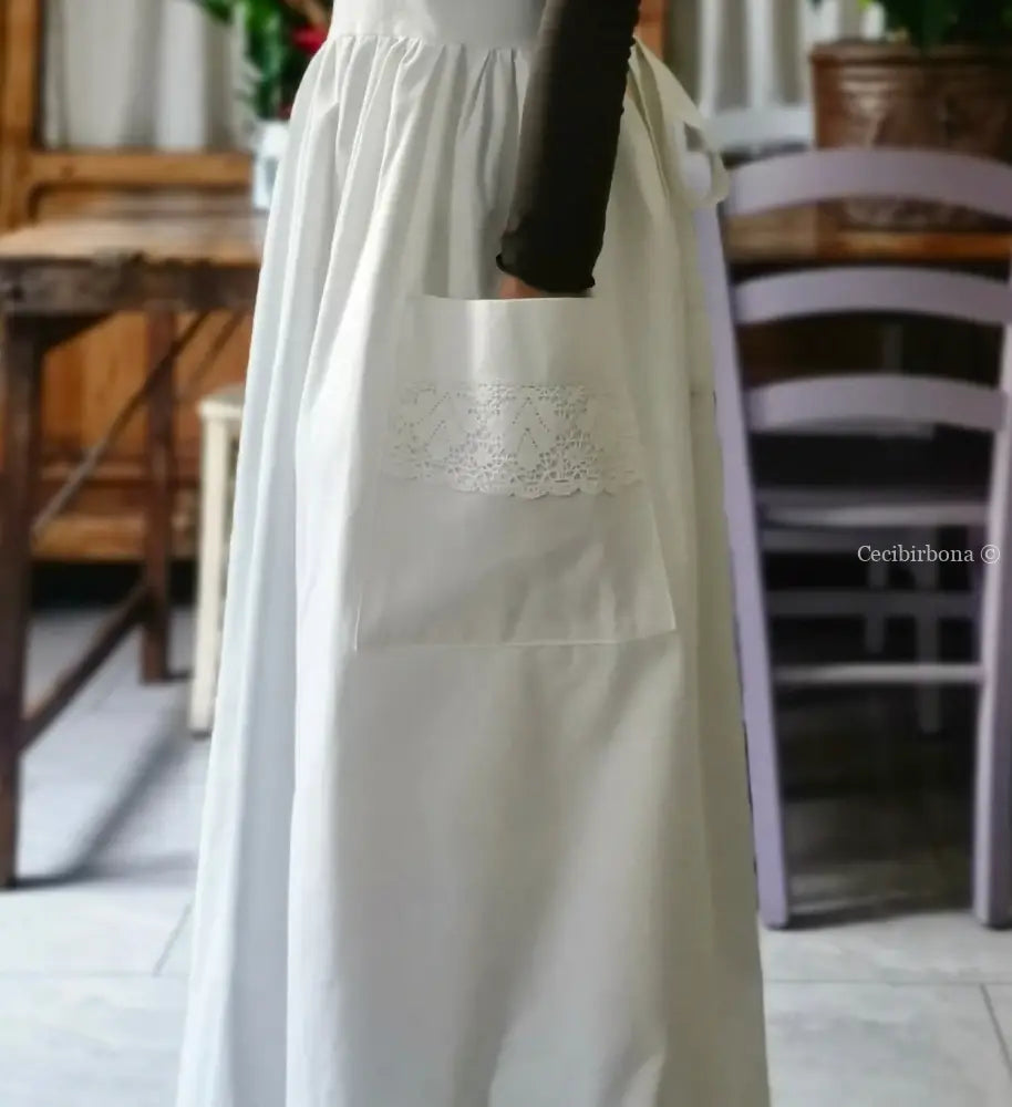 Riservato per Lore Grembiule lungo da cucina con pizzo grembiule donna tessuti antichi