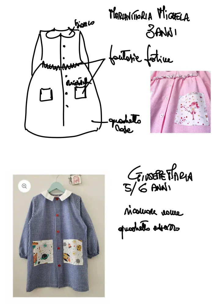 Riservato per Mariavittoria e Giuseppe grembiule asilo bimba