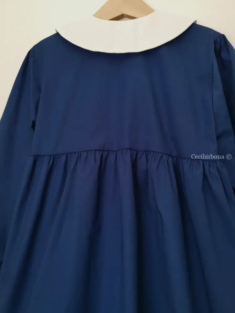 Riservato per Michela Grembiule blu per bimba taglia 8/9 per scuola elementare - grembiule in cotone blu per scuola