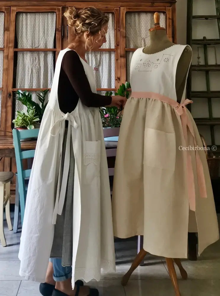 RISERVATO PER PHOEBE Grembiule antico con cintura rosa grembiule donna in tessuto antico