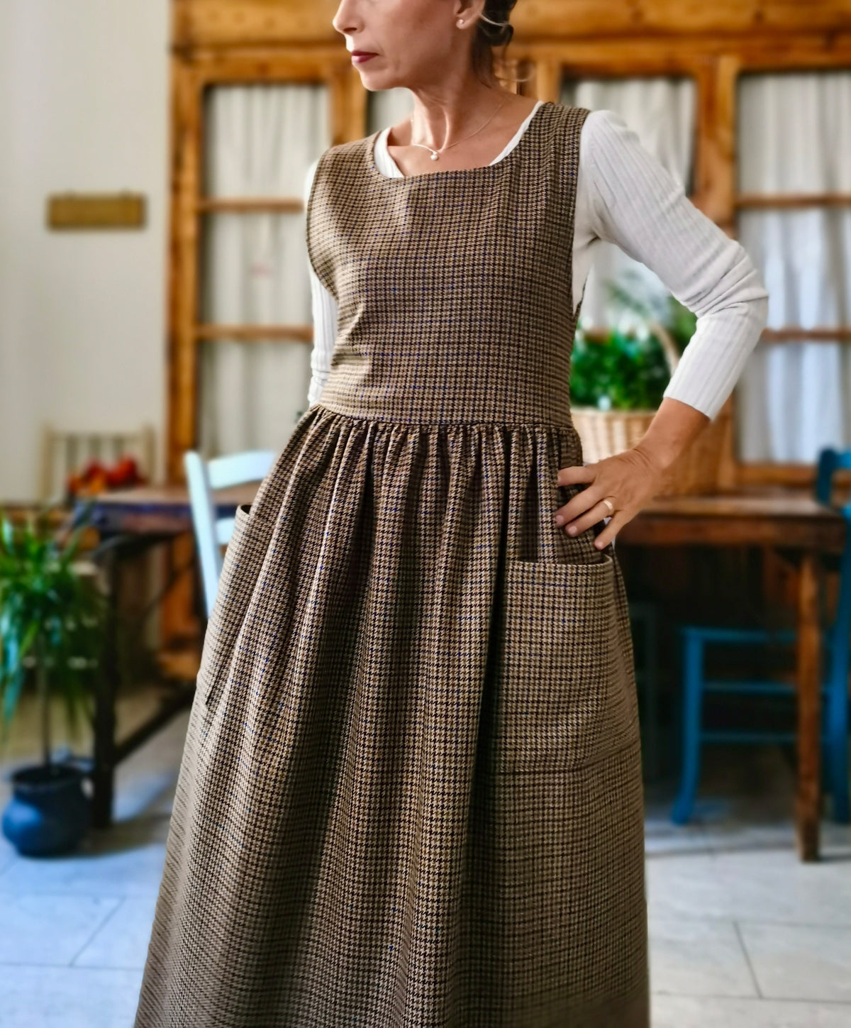 Grembiule in lana tartan in fantasia piccola (Ref. 559)