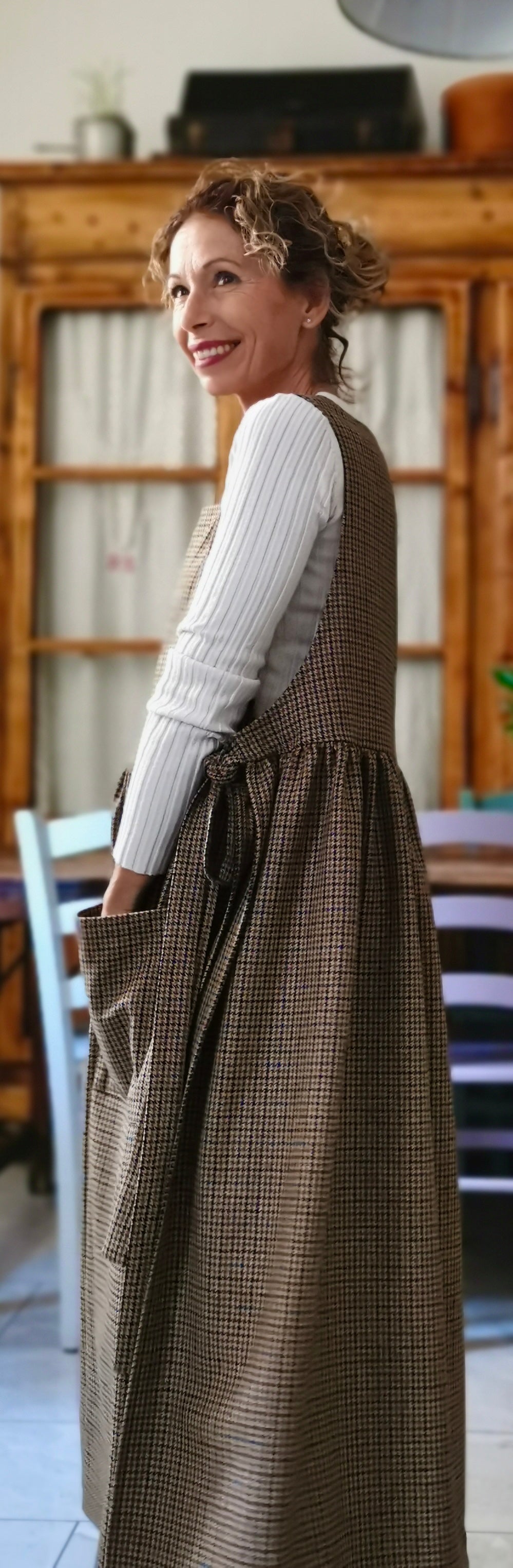 Grembiule in lana tartan in fantasia piccola (Ref. 559)
