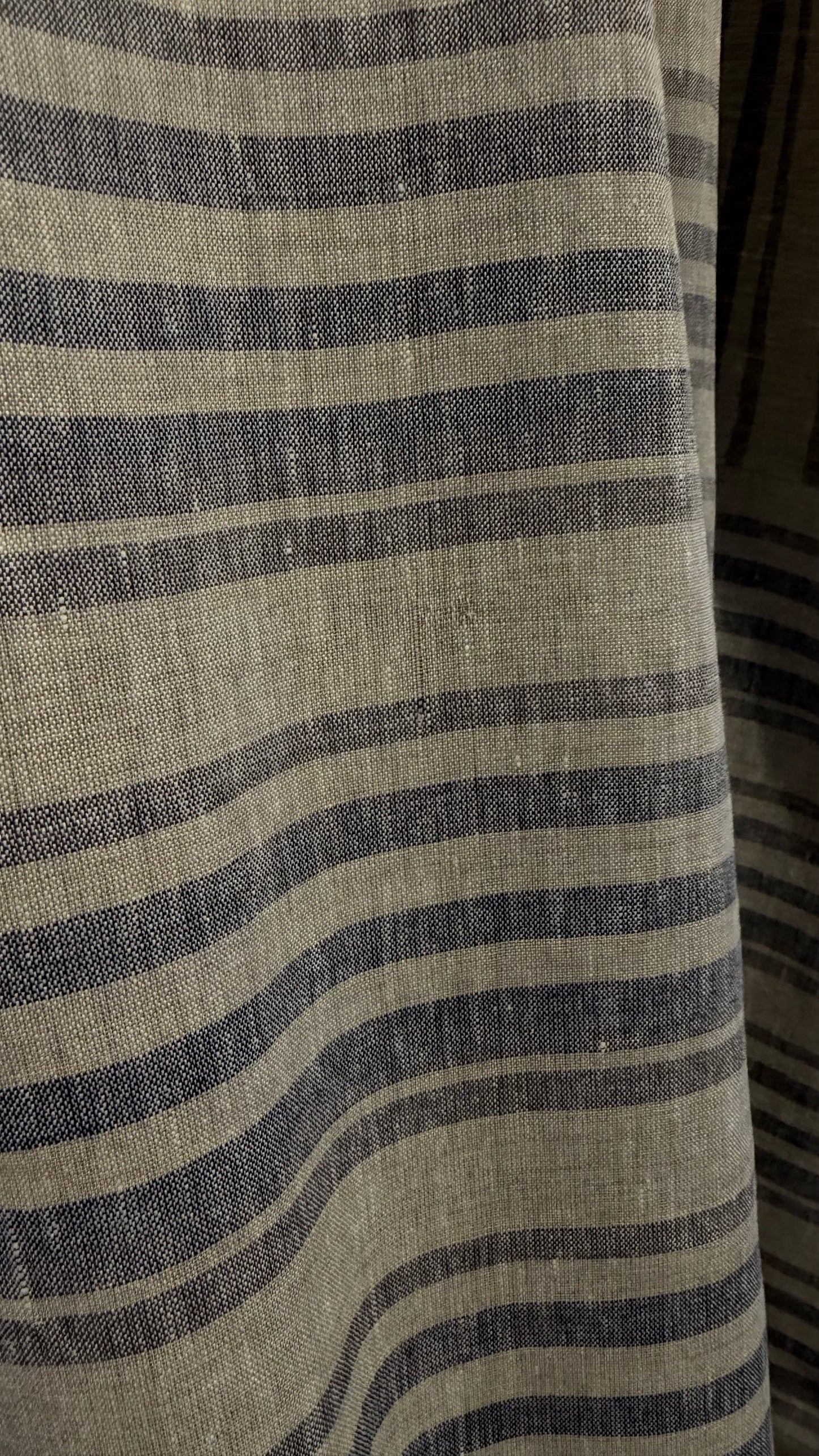 Grembiule in lino grigio rigato  (Ref. 491)