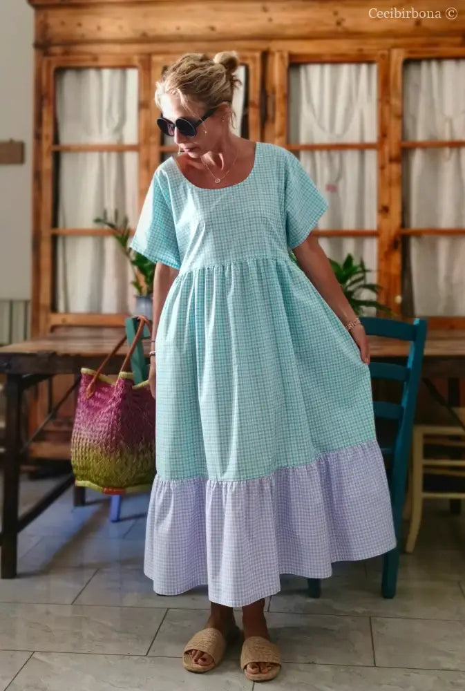 Abito a balze in cotone colorato (Ref. 313) abito donna