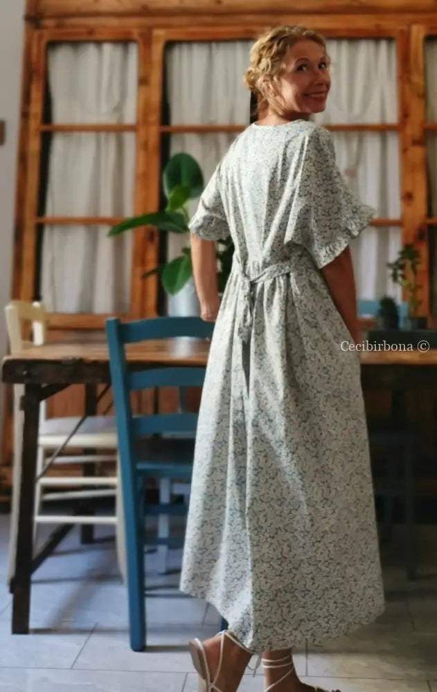 Abito con maniche in cotone stampato a margherite (Ref. 97) Media abito donna