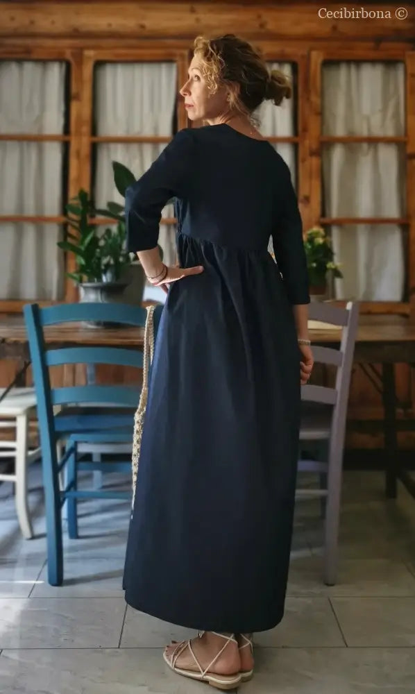 Abito estivo con maniche in chambray blu (Rif. 123) 46 abito donna