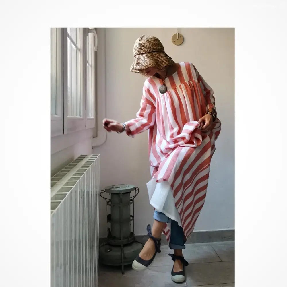 Abito estivo in lino con maniche (Ref. 101) abito donna