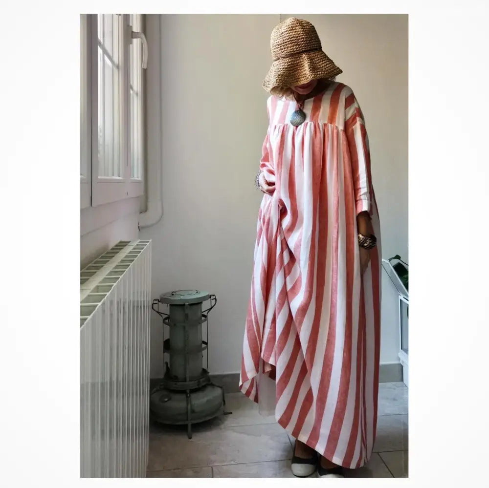 Abito estivo in lino con maniche (Ref. 101) abito donna