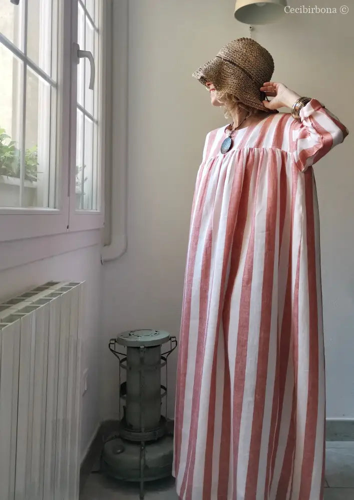 Abito estivo in lino con maniche (Ref. 101) abito donna