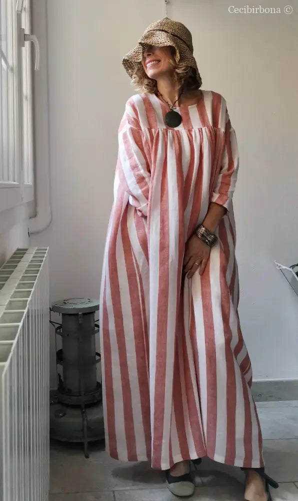 Abito estivo in lino con maniche (Ref. 101) abito donna