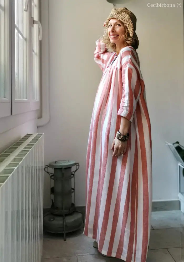 Abito estivo in lino con maniche (Ref. 101) abito donna