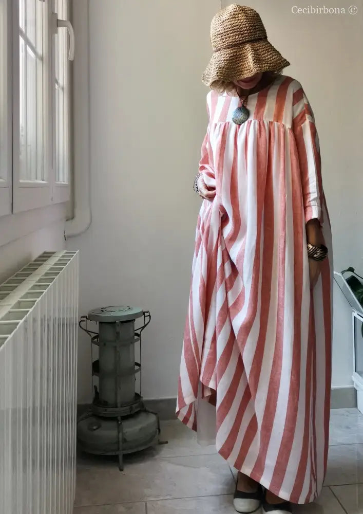 Abito estivo in lino con maniche (Ref. 101) abito donna