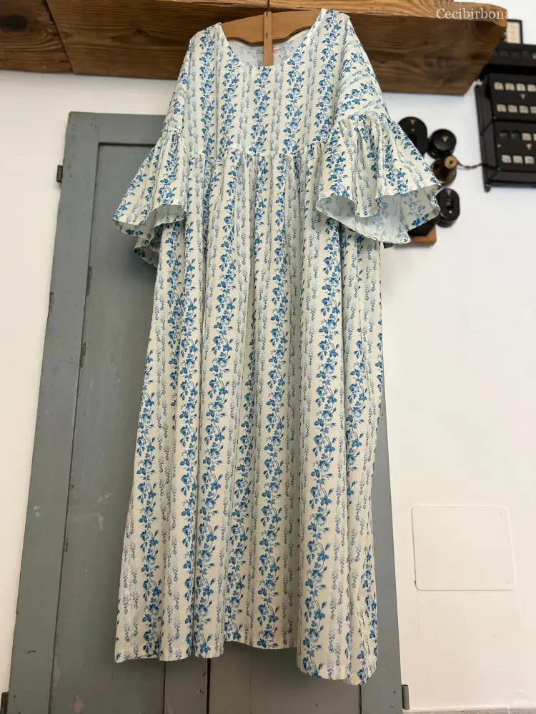 Abito in cotone a fiori blu (Ref. 181) abito donna