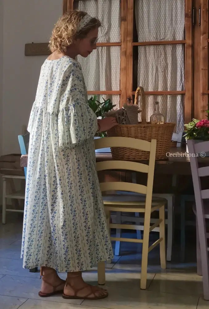 Abito in cotone a fiori blu (Ref. 181) abito donna