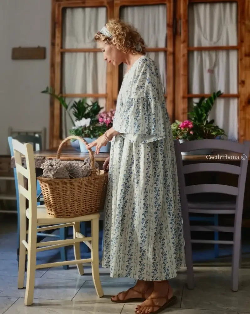 Abito in cotone a fiori blu (Ref. 181) abito donna